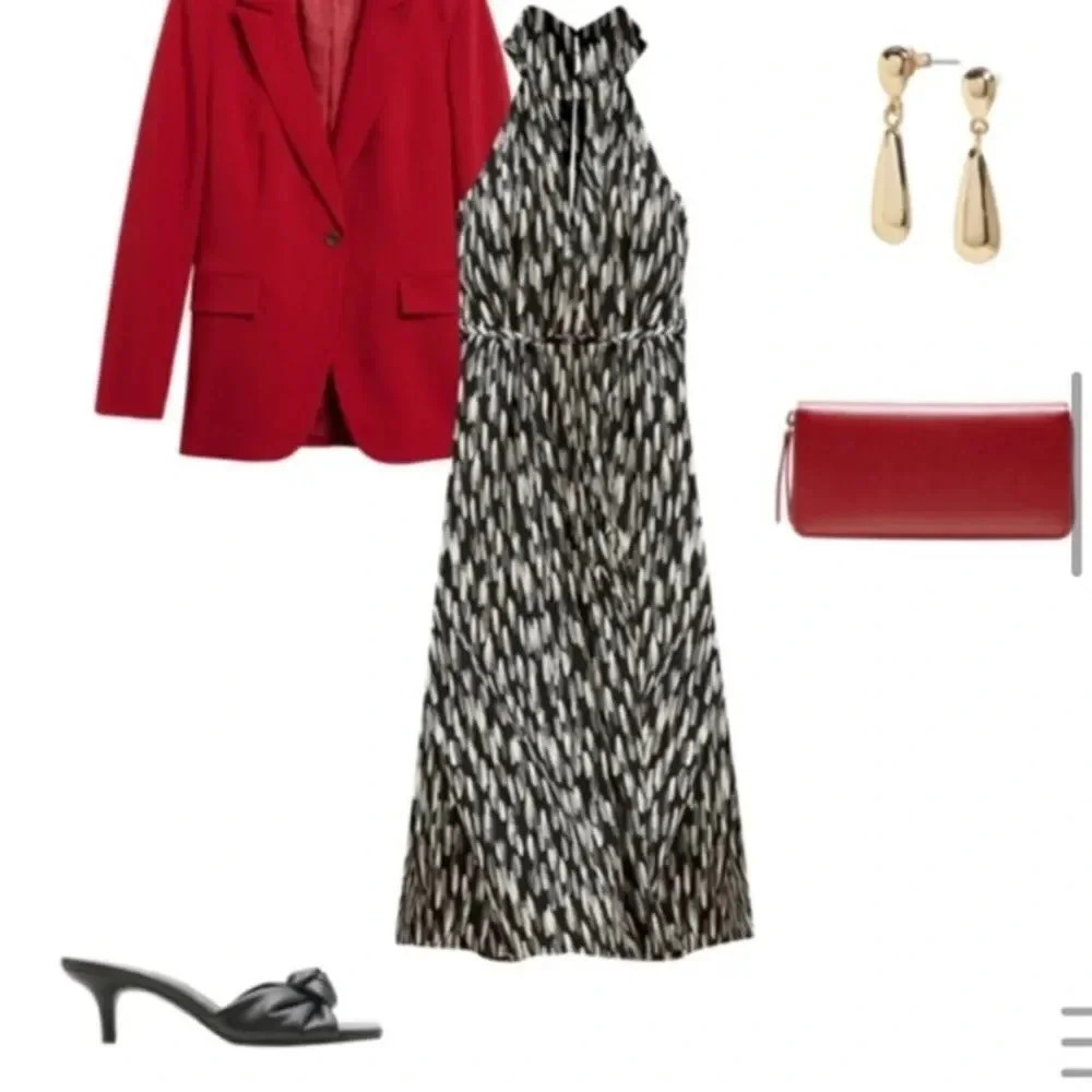 Twist-Neck Satin Banana Republic Dress - Picture 6 of 14